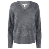 Autumn Cashmere Women's Brushed Boxy V-neck Top in feather - women's sweater