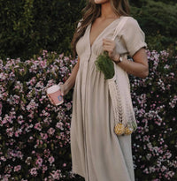 The Normal Brand - Kalo Guaze Deep V Button Midi Dress