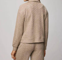 Splendid Sweatersoft Quarter Zip Sweater in light cedar heather - women's sweater - alternate view