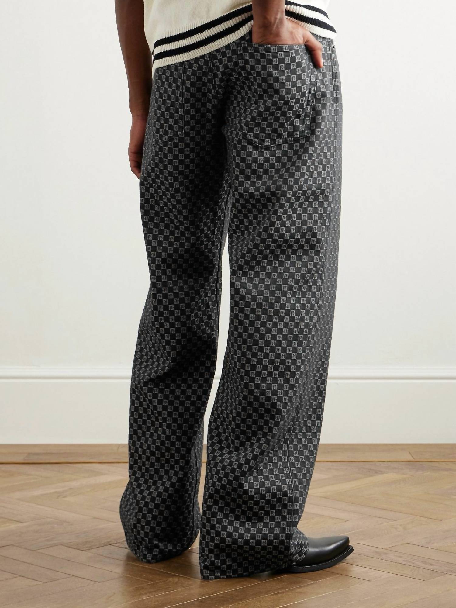 Balmain - Mini Monogram Jacquard Loose Denim Pants
