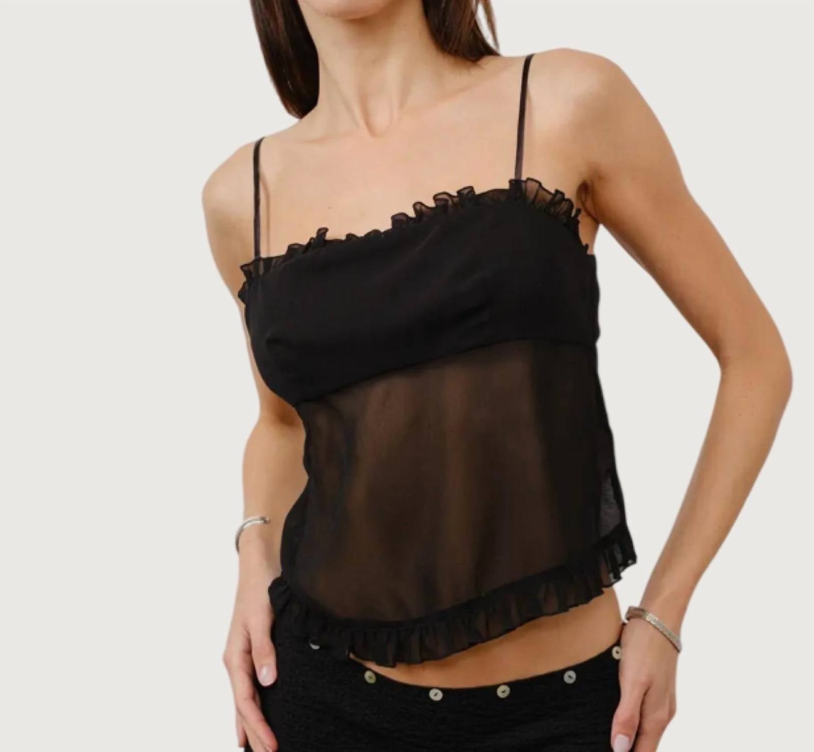 Loucia - Celine Sheer Ruffle Cami Top