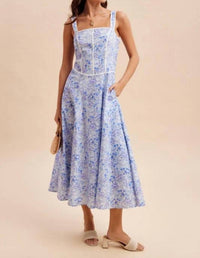 In-Loom - Contrast Piped Floral Maxi Dress