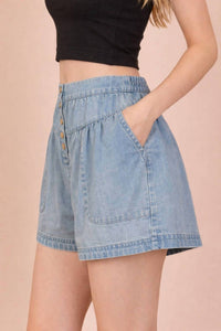 Very J - Chambray Button Down Shorts