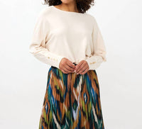Esqualo - Sweater Batwing Buttoned Cuff Basic Knit