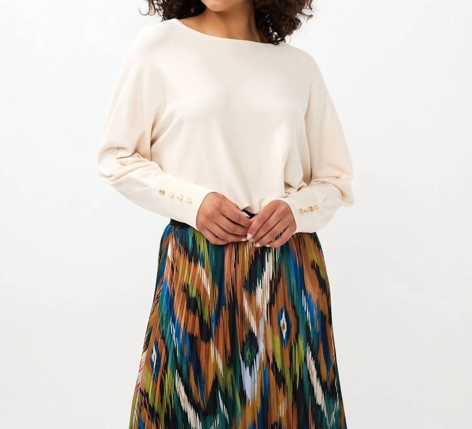 Esqualo - Sweater Batwing Buttoned Cuff Basic Knit