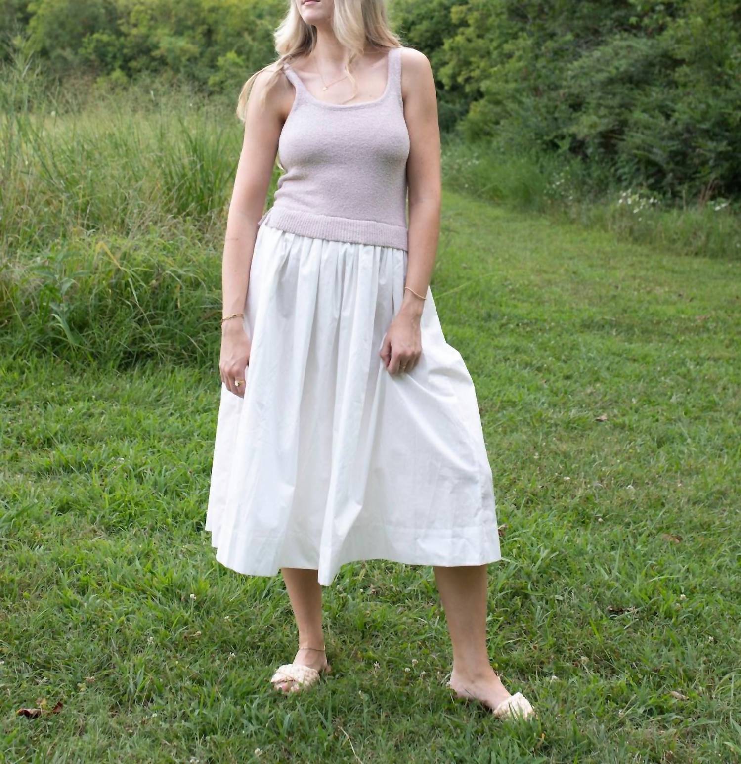 LUMIERE Sleeveless Knit Midi Dress in natural - women's dress