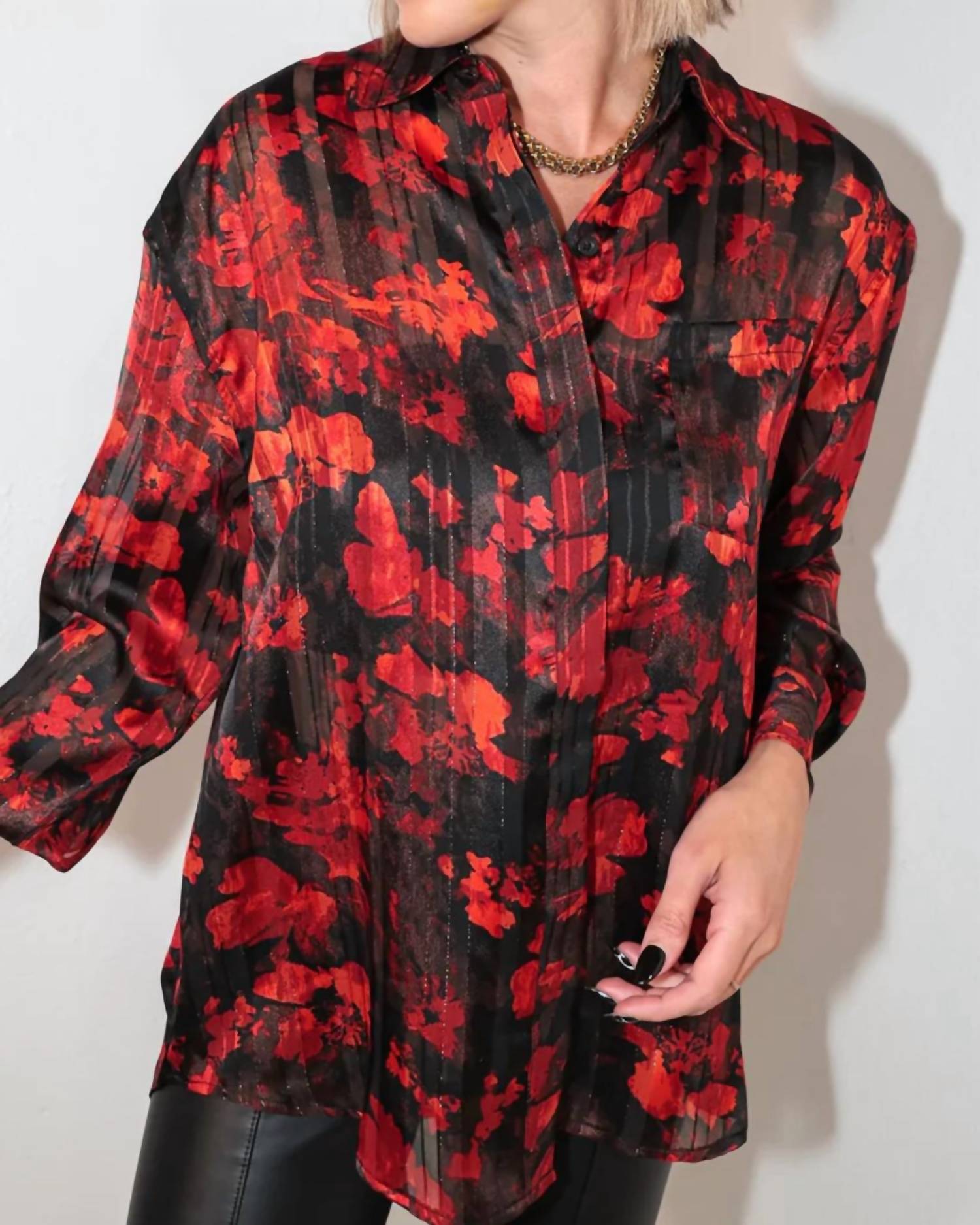 Elan - Floral Pleated Blouse