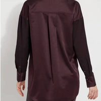 Lysse Token Pullover Satin Top in lava - women's blouse - detail view