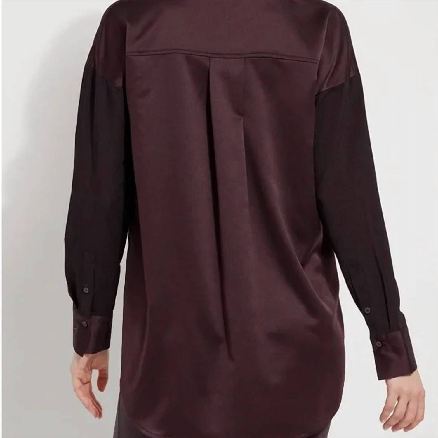 Lysse Token Pullover Satin Top in lava - women's blouse - detail view