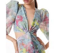 Alice + Olivia - Katia Twist-Front Floral Cutout High Low Dress