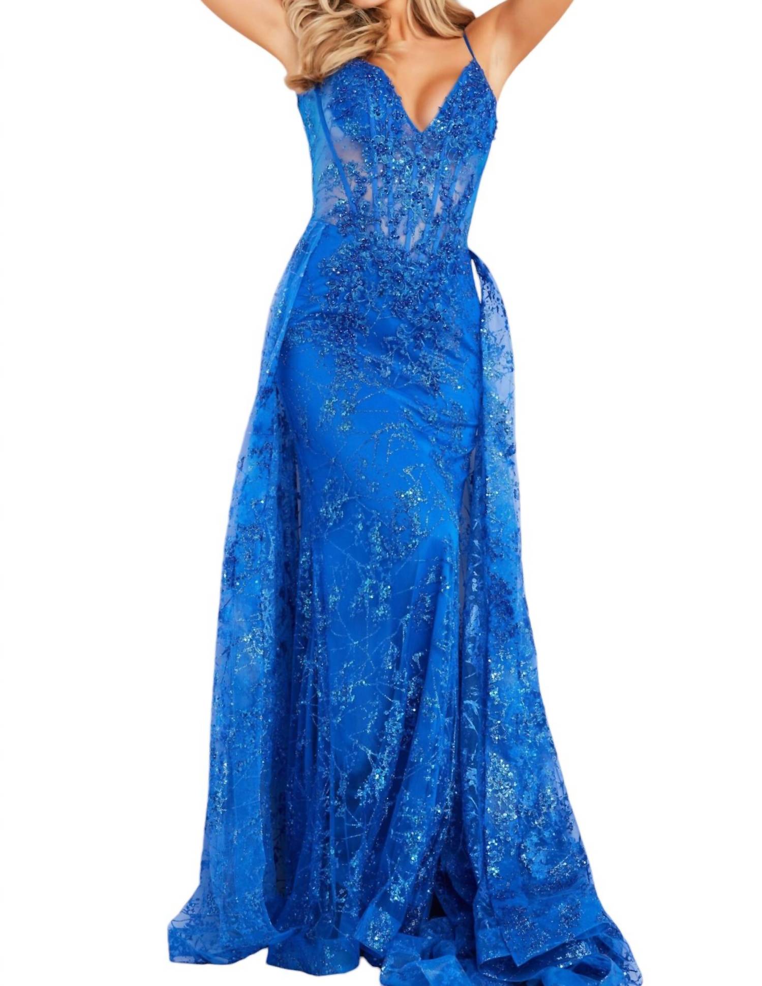 Jovani - AMYTHYST EMBELLISHED CORSET BODICE DRESS