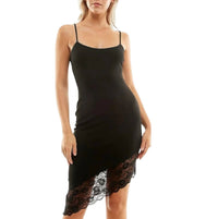 Next Up Elegant Lace Trim Dress in black - women's dress