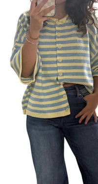 Blu Pepper - Stripe Button Down Cardigan