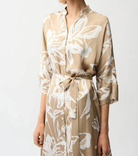Joseph Ribkoff - Satin Floral Midi Shirt Dress