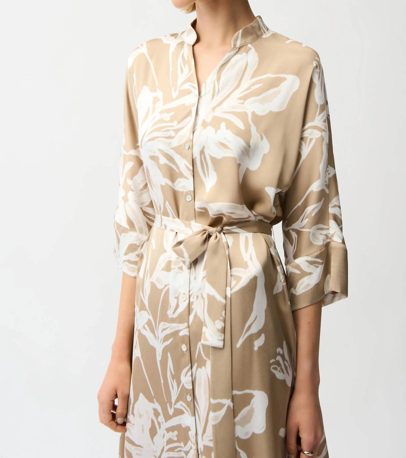 Joseph Ribkoff - Satin Floral Midi Shirt Dress
