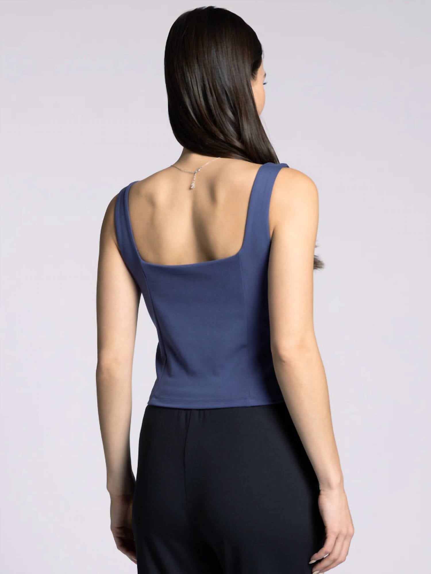Thread & Supply Clara Tank in crown blue rib - women's tank top - alternate view