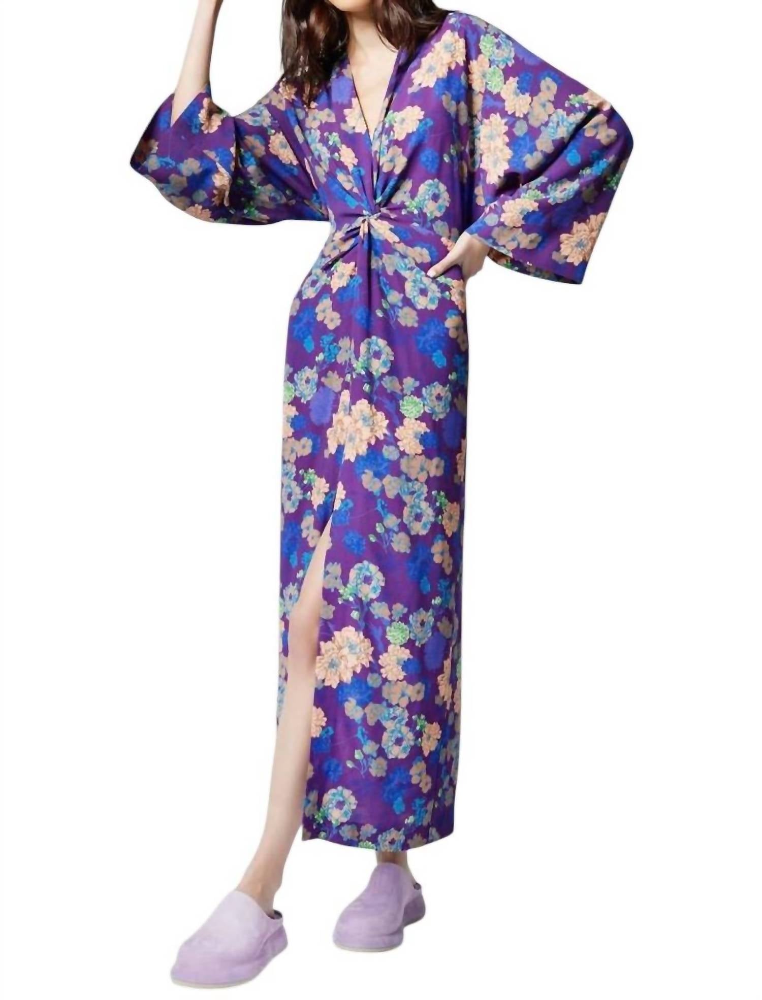 Smythe - Twist Violet Floral Midi Dress