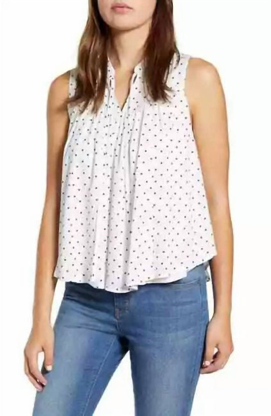 Gibson - Women’s Tie Neck Woven Polka Dot Top