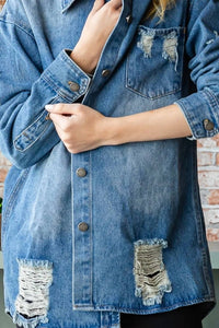 Vervet By Flying Monkey - Distressed Denim Shaket