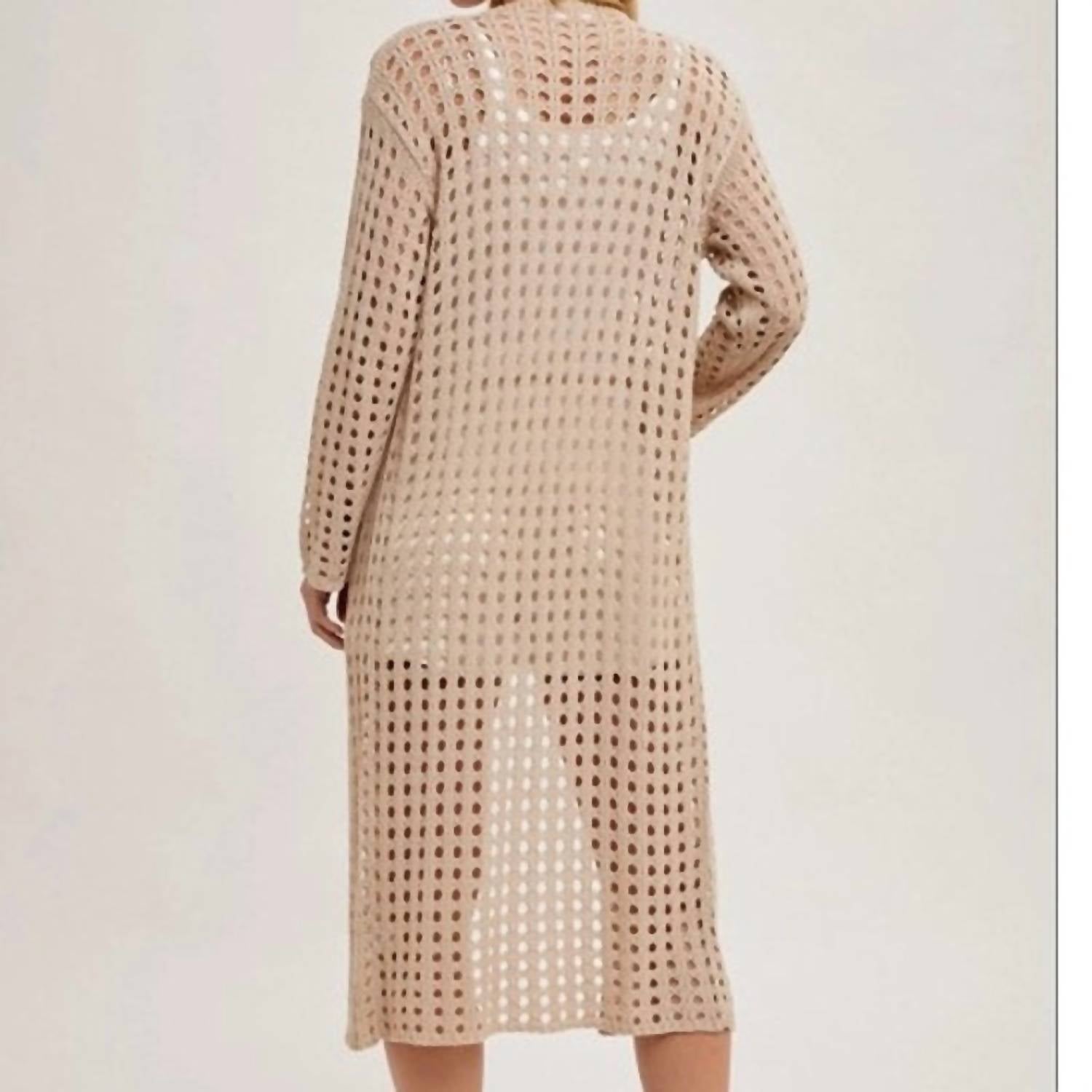 Bluivy - Open Knit Long Line Duster Cardigan