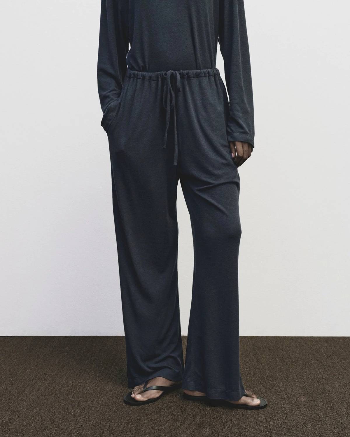 Mijeong Park Wool Cotton Jersey Pants in navy - women's pants