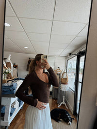 Blue Blush - Long Sleeve Keyhole Top