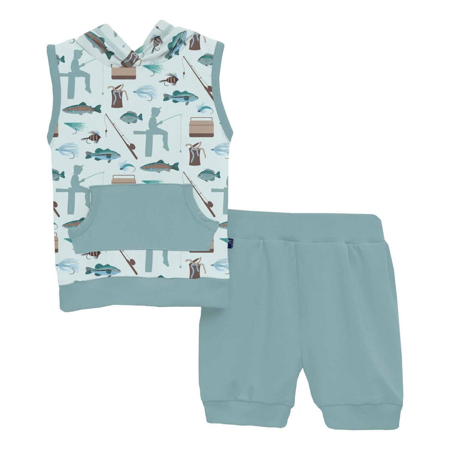 Kickee - Baby's Short Sleeve Hoodie Tank Outfit Set