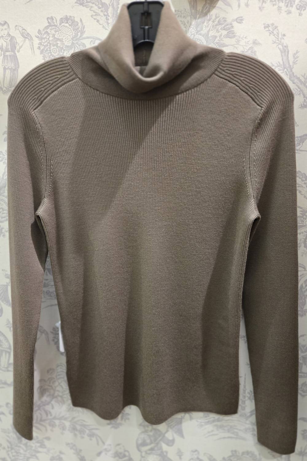 Lafayette 148 Women's Ribbed Saddle Sleeve Turtleneck Sweater in concrete - women's sweater