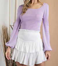 Ee:Some - Penny Puff Sleeve Back Tie Sweater Top