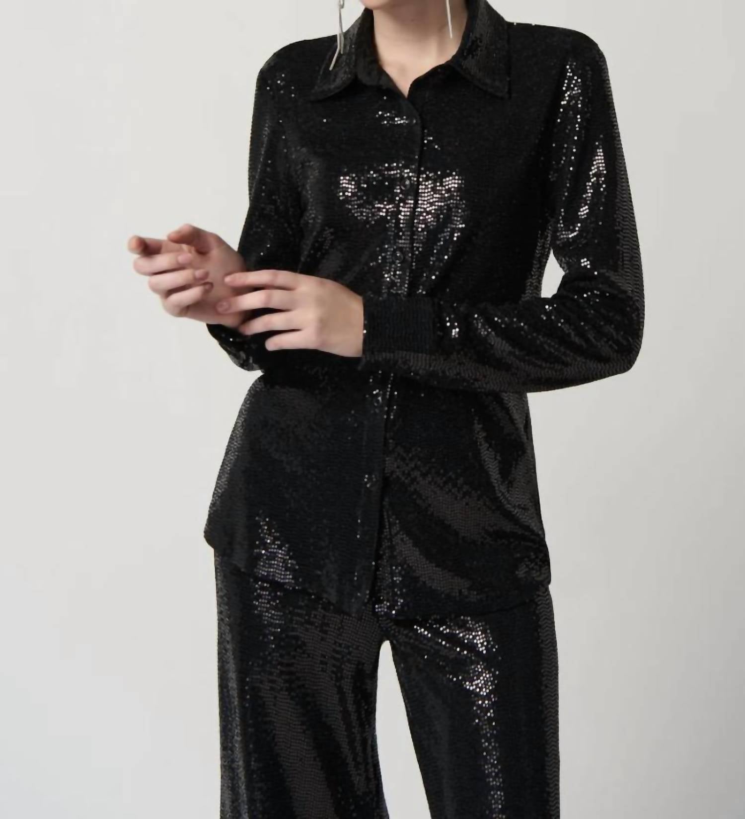 Joseph Ribkoff - Novelty Knit Button-Down Blouse
