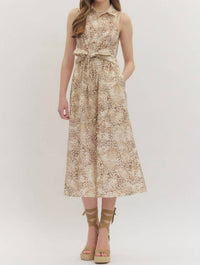 entro Animal Print Button Up Maxi Dress in brown - women's dress