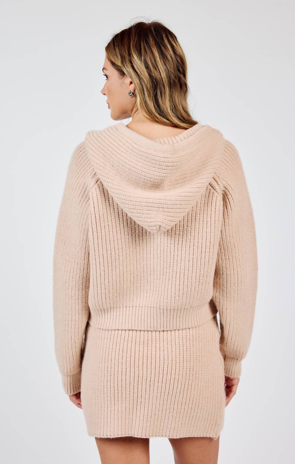 Sadie & Sage - Repair Zip Up Knit Sweater With Hood