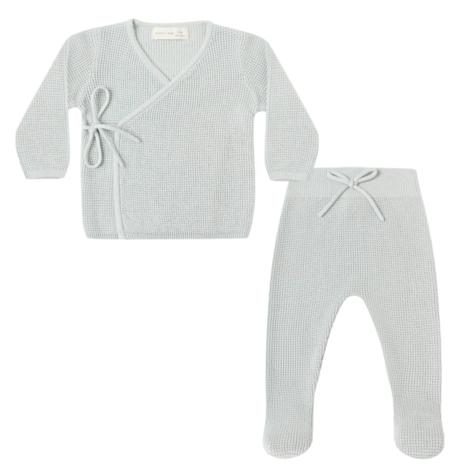 Quincy Mae - Boy's Knit Wrap Top and Footed Pant Set