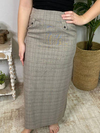Blu Pepper Plaid Blazer And Pencil Skirt Set in light taupe - women's skirt - alternate view