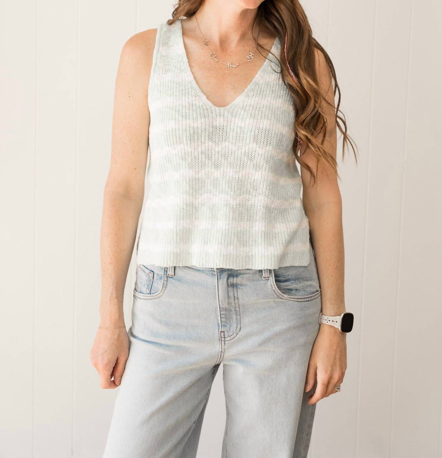 By Together - Cotton Striped V-neck Sleeveless Top