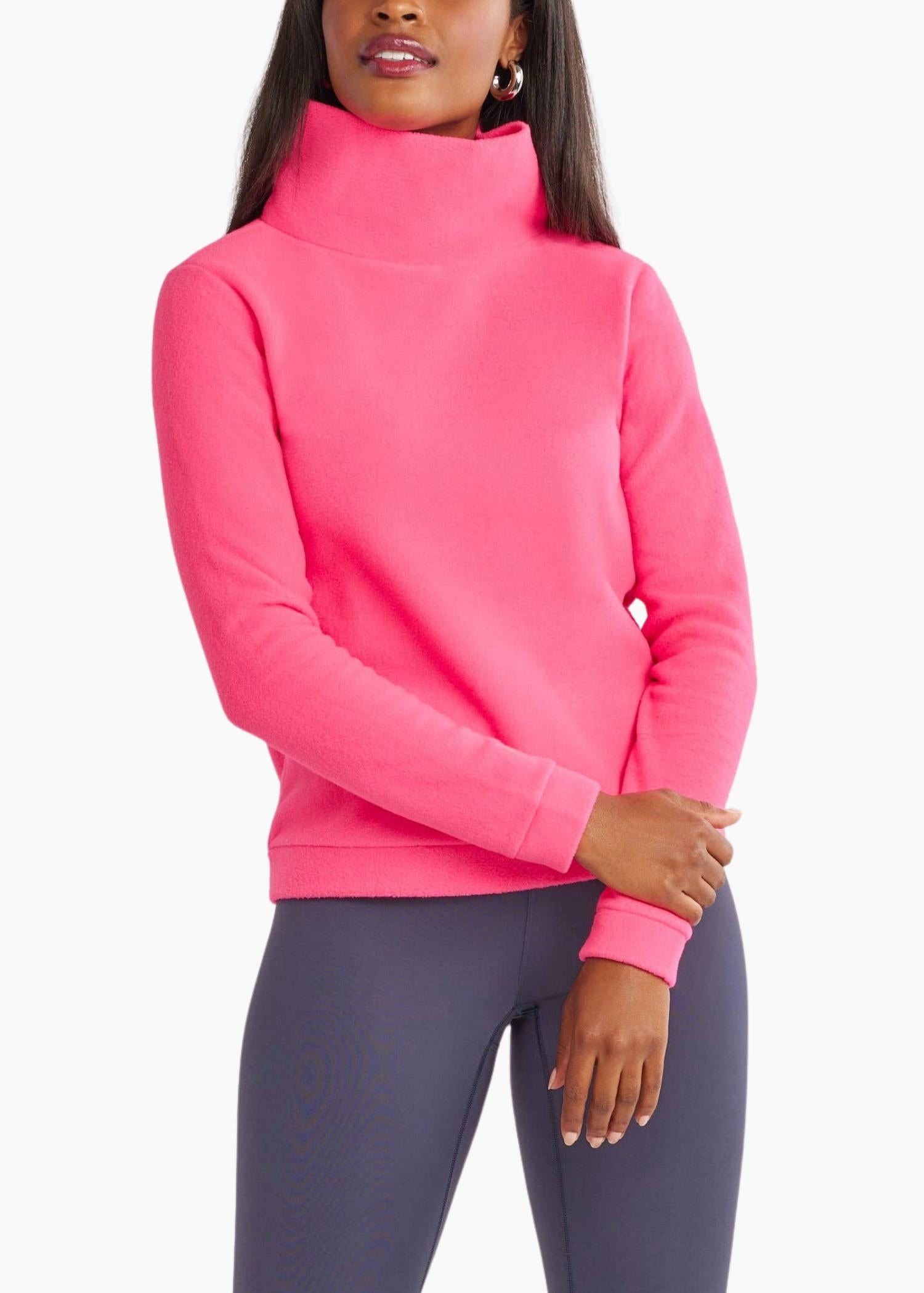 Dudley Stephens Park Slope Turtleneck Sweater in neon pink - women's sweater - alternate view