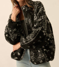 PROMESA Chasing Dreams Paisley-print Fleece Zip-up Jacket in black - women's jacket - view 4