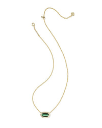 Kendra Scott Women's Elisa Bezel Short Pendant Necklace in gold green tigers eye - women's jewelry - detail view