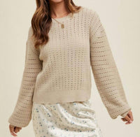 Wishlist - Open-knit Balloon Sleeve Sweater