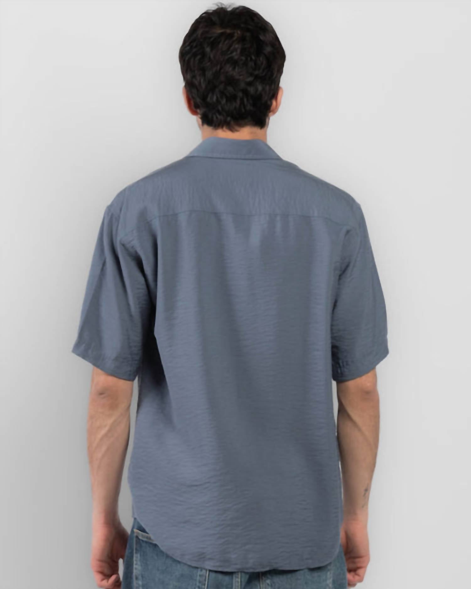 NN07 Freddy Short Sleeve No Pocket Shirt in bering sea - men's shirt - view 4