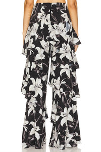 Alice + Olivia - Lotus High Rise Wide Leg Ruffle Pants