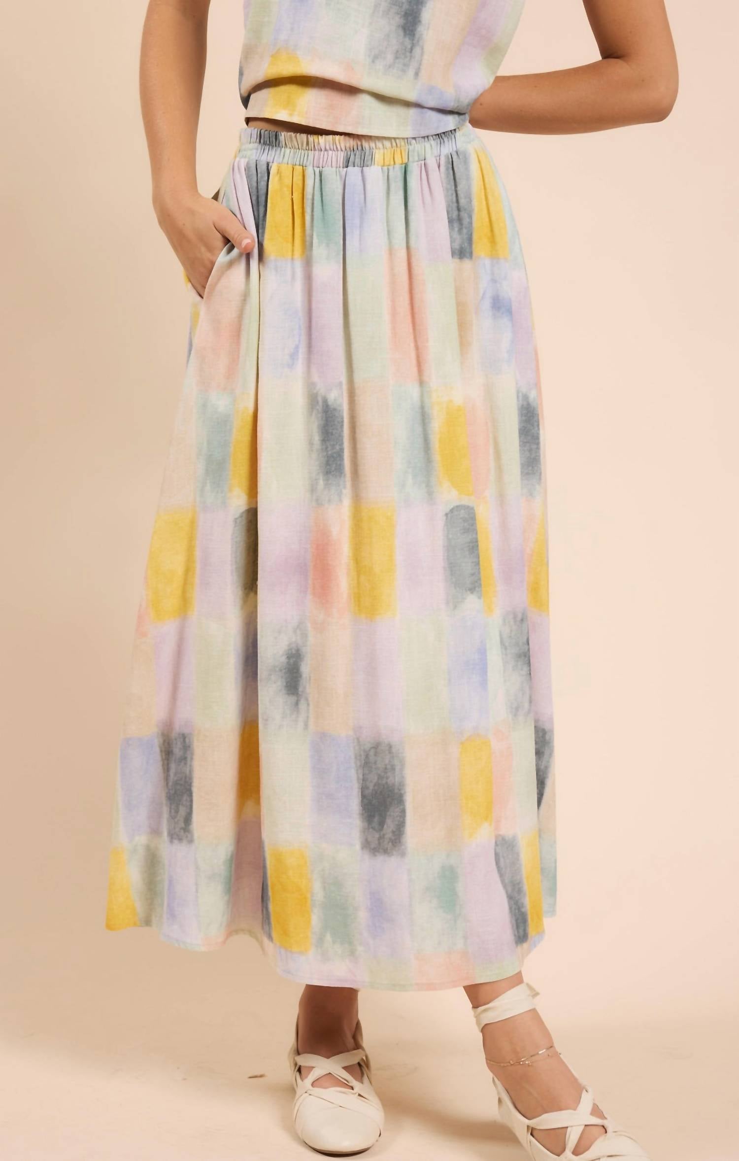 Sadie & Sage - Petrichor Gathered Elastic Midi Skirt