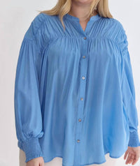 Entro - Sara Curve Pleated Detail Button Up Blouse