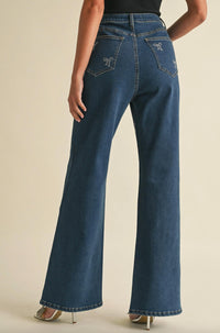 ENDLESS BLU. Chic Bow Denim Jean in blue - women's pants - detail view