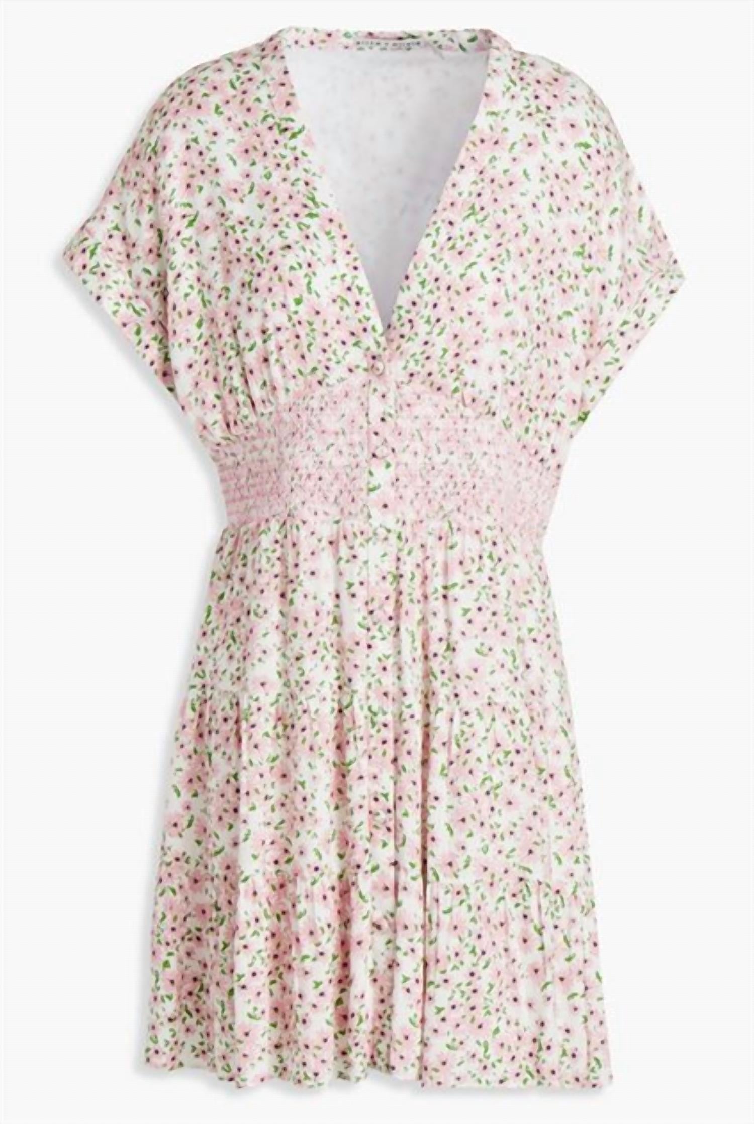 Alice + Olivia - Women Smocked Waist Button Front Dress