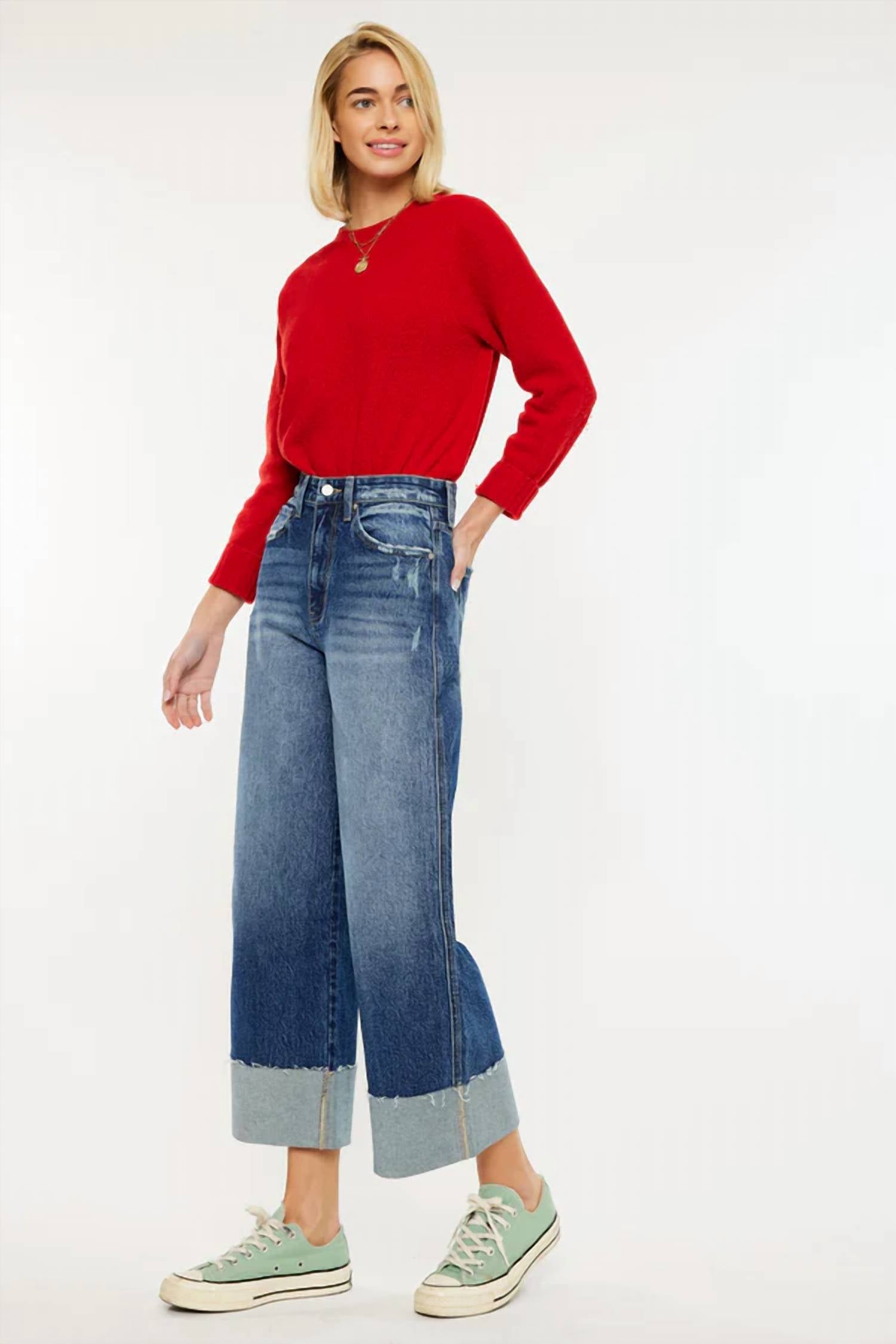 Kancan - 90's Cropped Wide Jeans