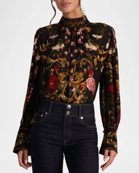 Alice + Olivia - Marion Floral Mock-neck Blouse