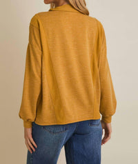 Gilli - Half Zip Reverse Fabric Top