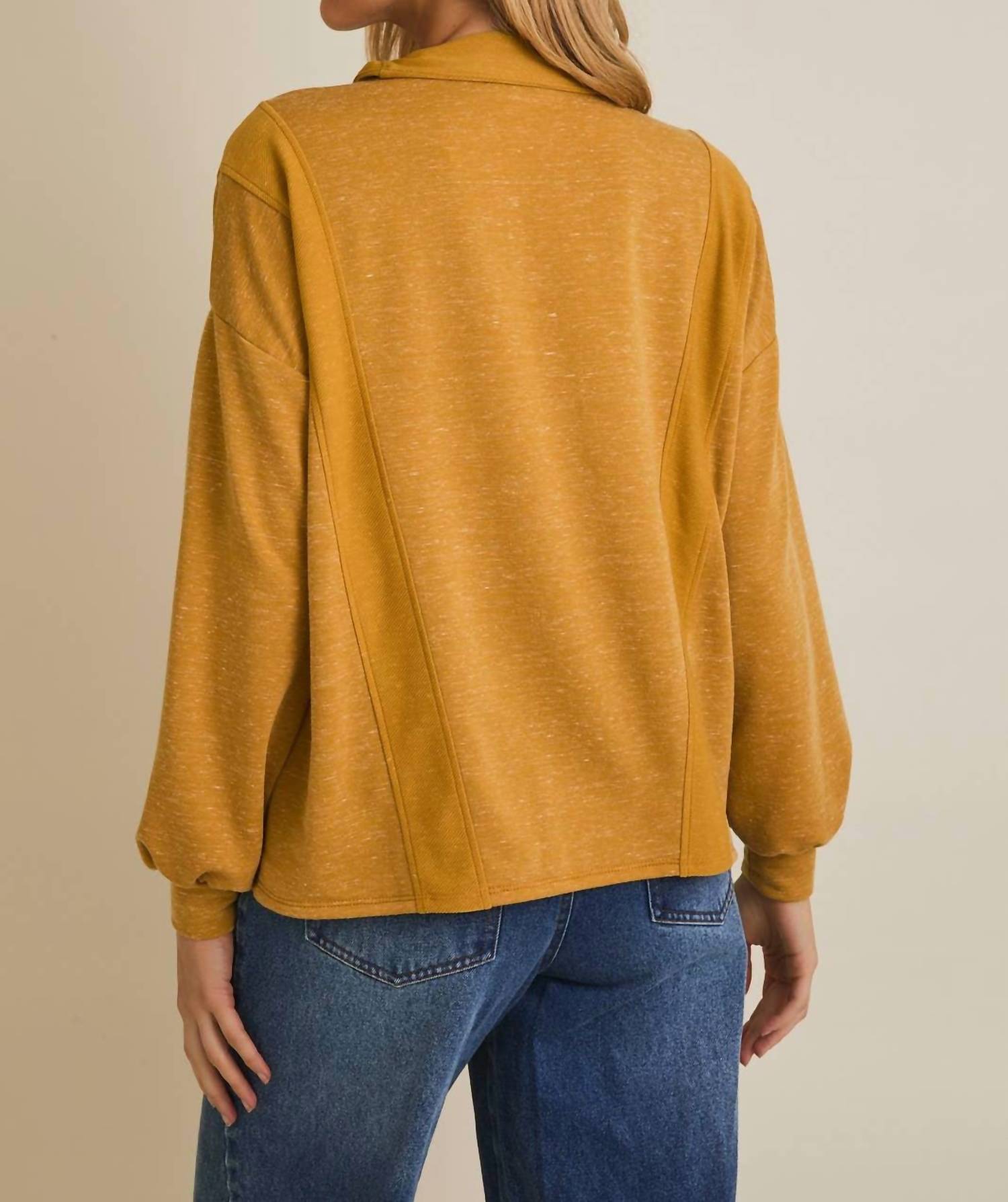 Gilli - Half Zip Reverse Fabric Top