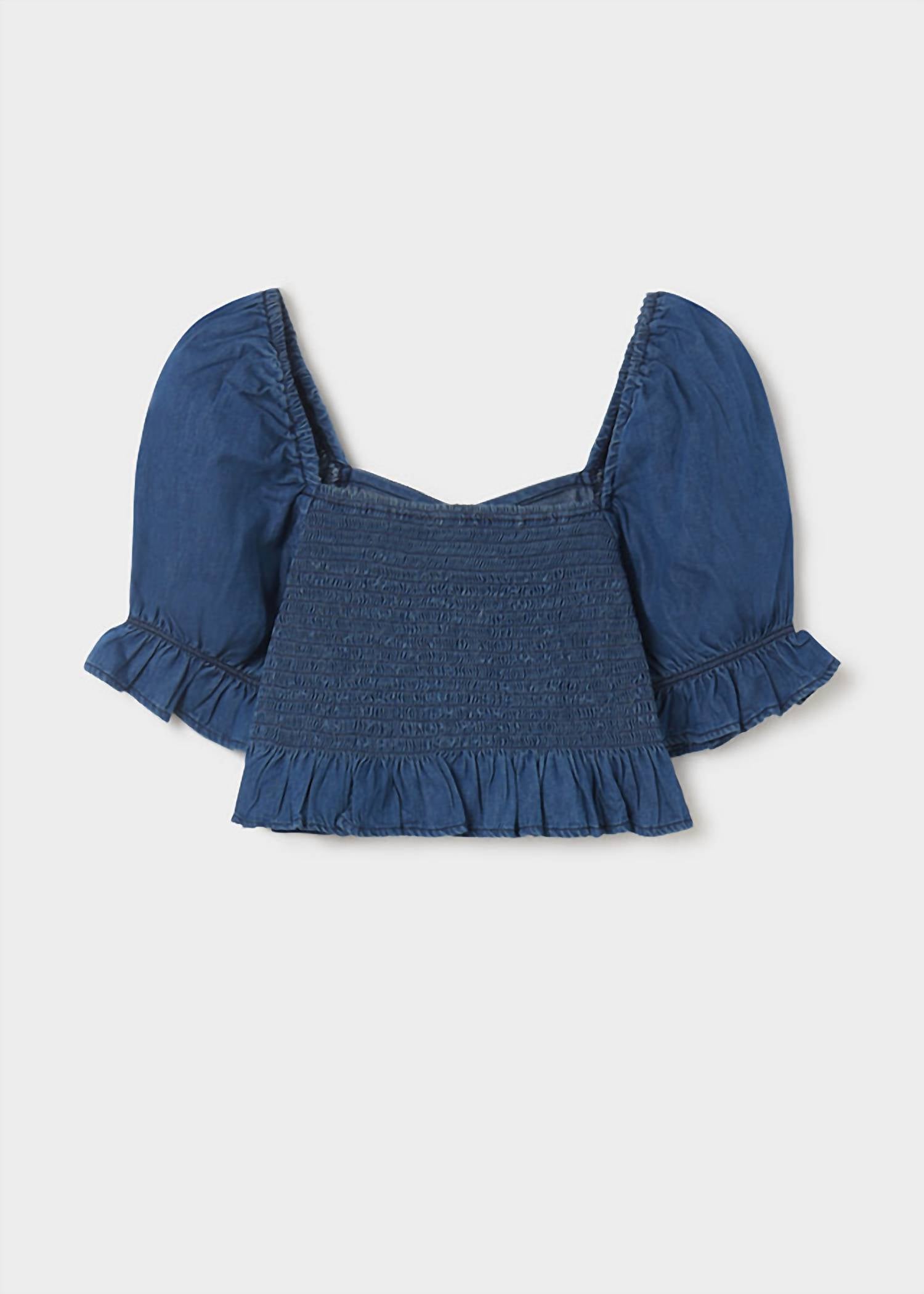 Mayoral - Girls' Puff Sleeve Denim Top